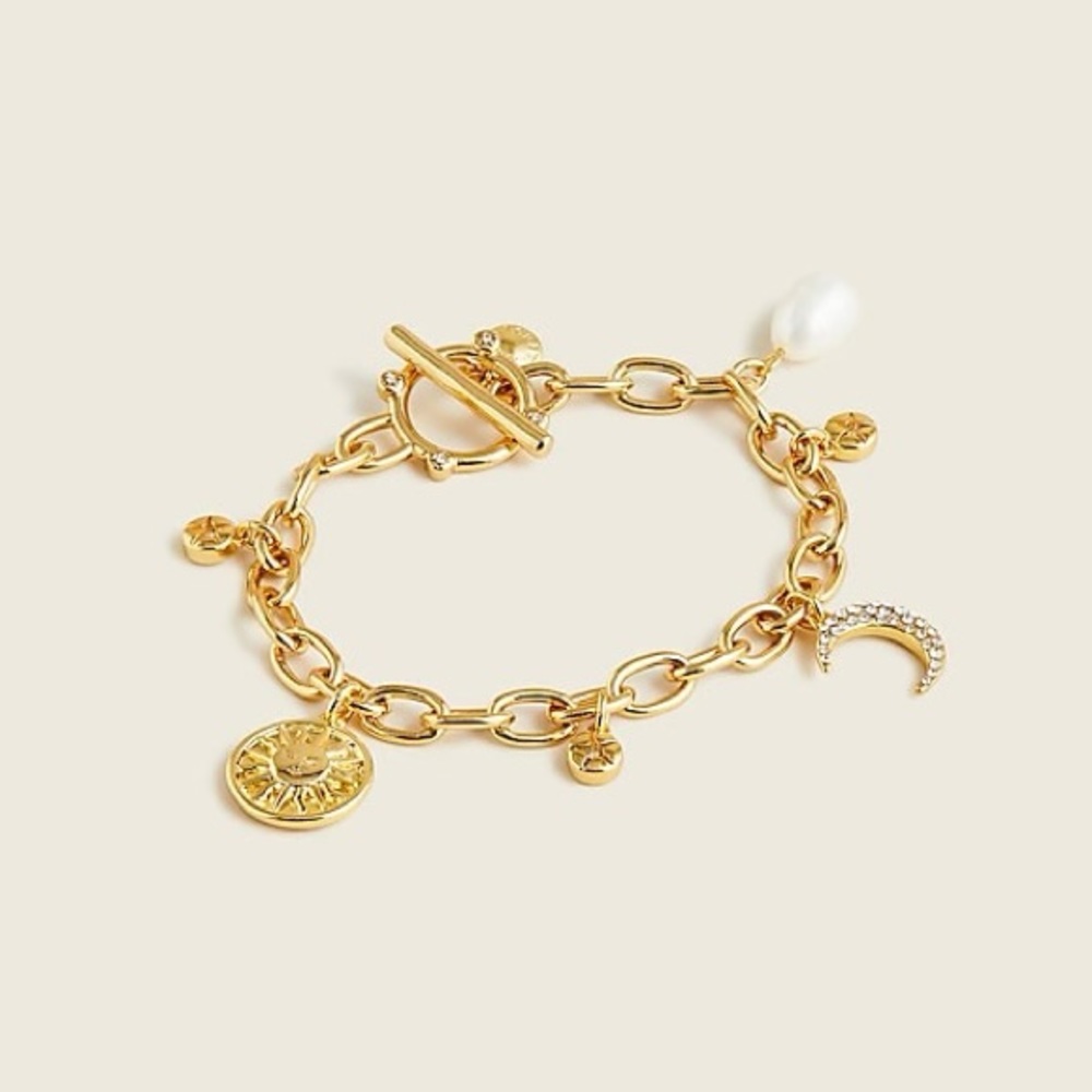 NWT J.Crew Gold Link Soleil Charm Bracelet